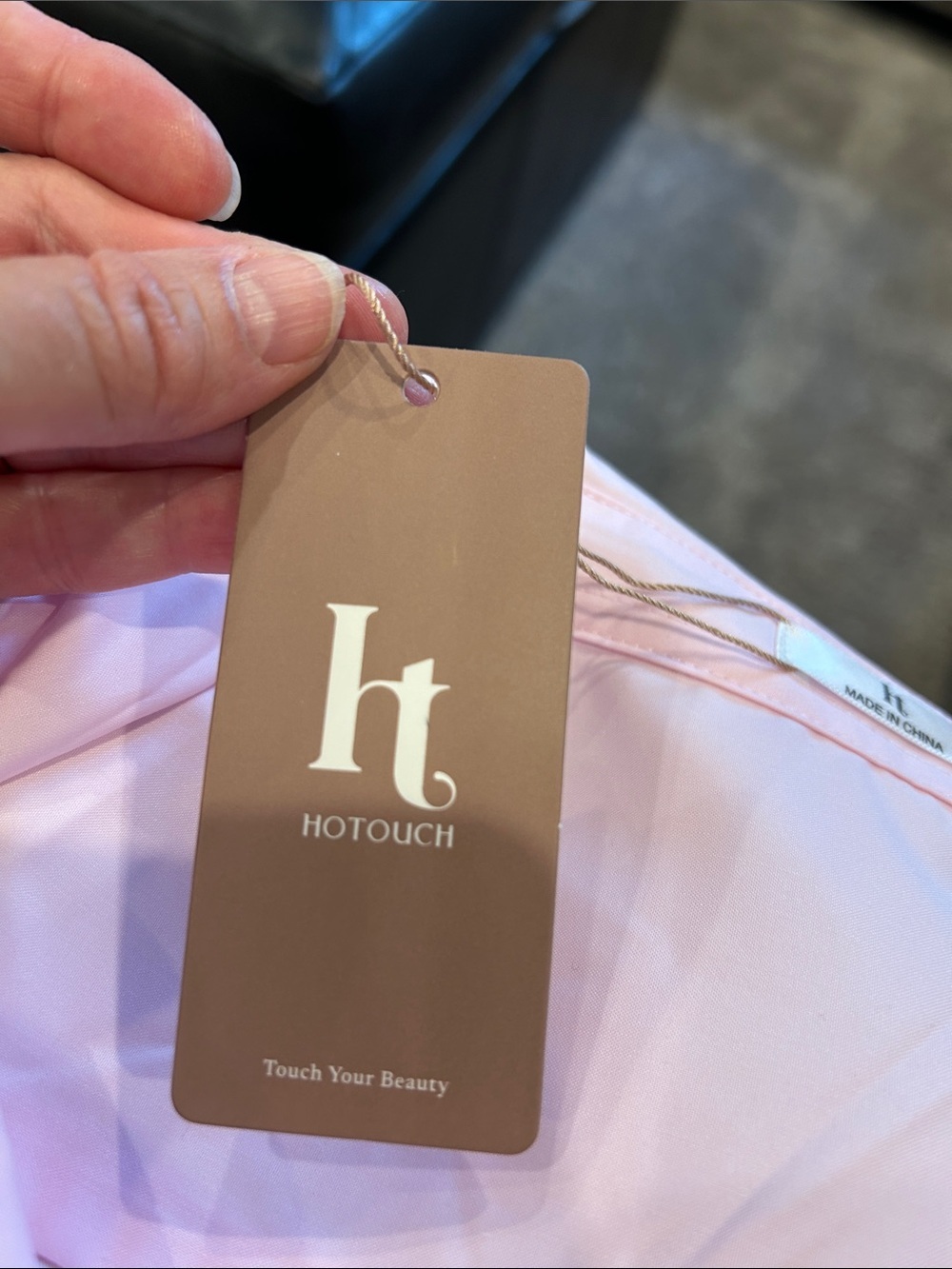 NWT pink button down blouse, size large - Picture 5 of 6